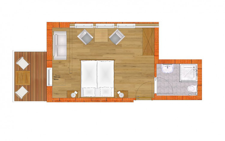 Zimmer mit Nordbalkon (Beispiel)

